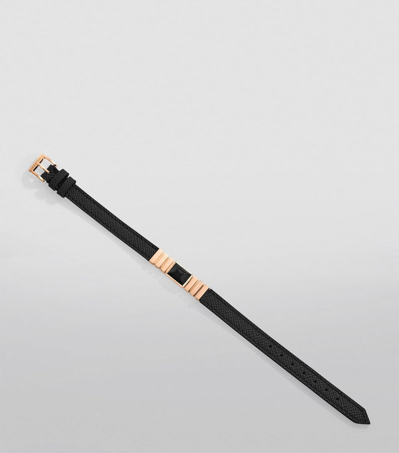 Marli New York rose gold saffiano leather UNII bracelet (British brand)