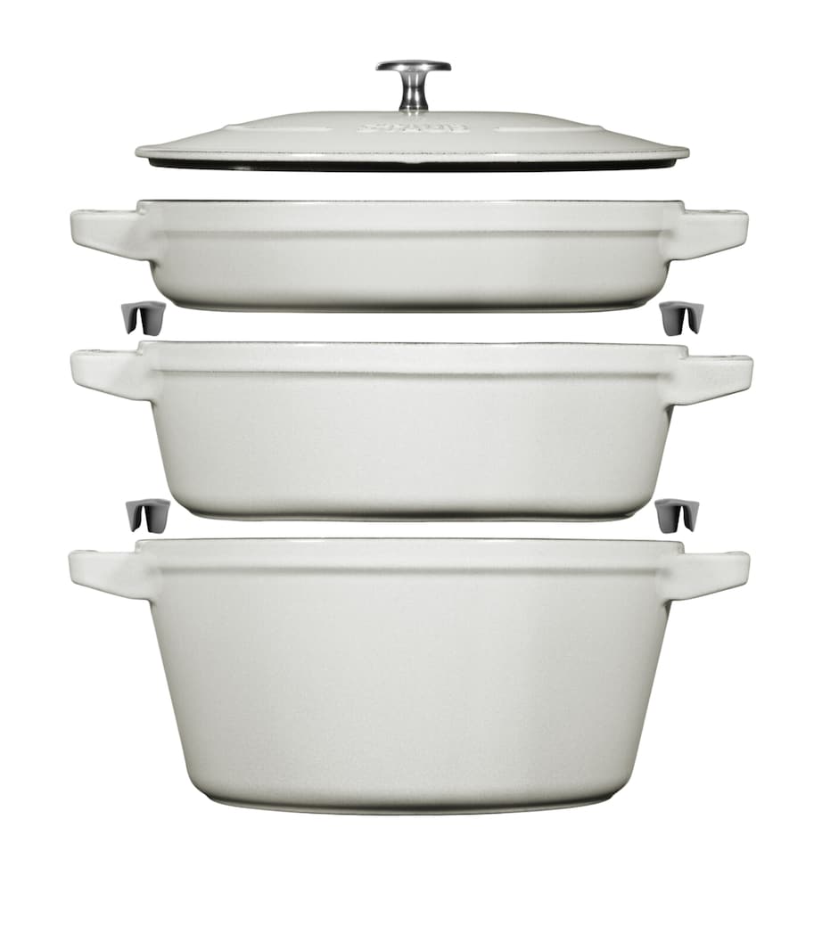 Staub 3-piece round stackable cocotte set 24cm - British product