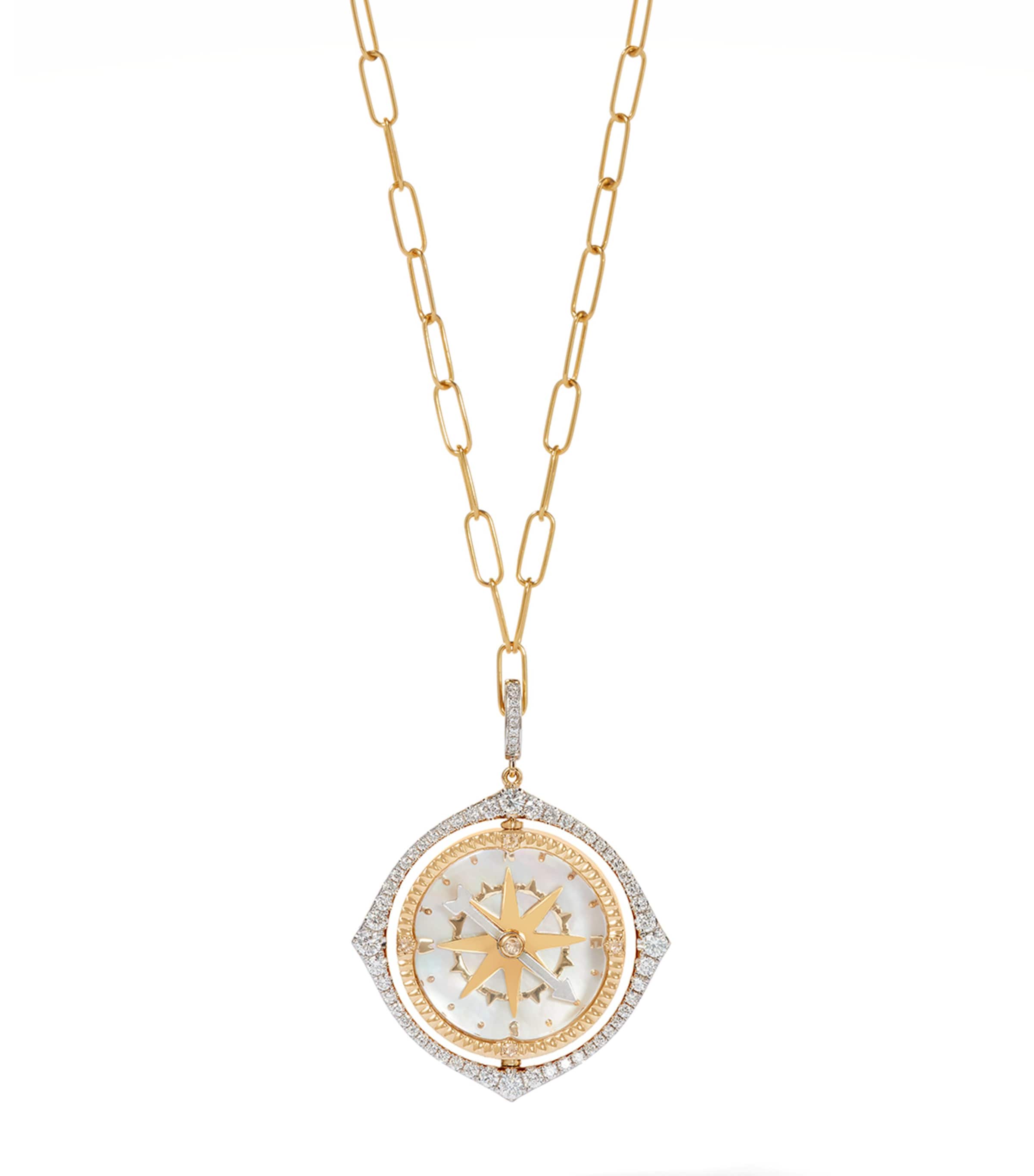 Annoushka yellow gold and diamond compass pendant, imported from the UK