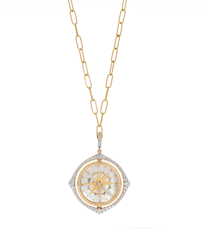 Annoushka yellow gold and diamond compass pendant, imported from the UK
