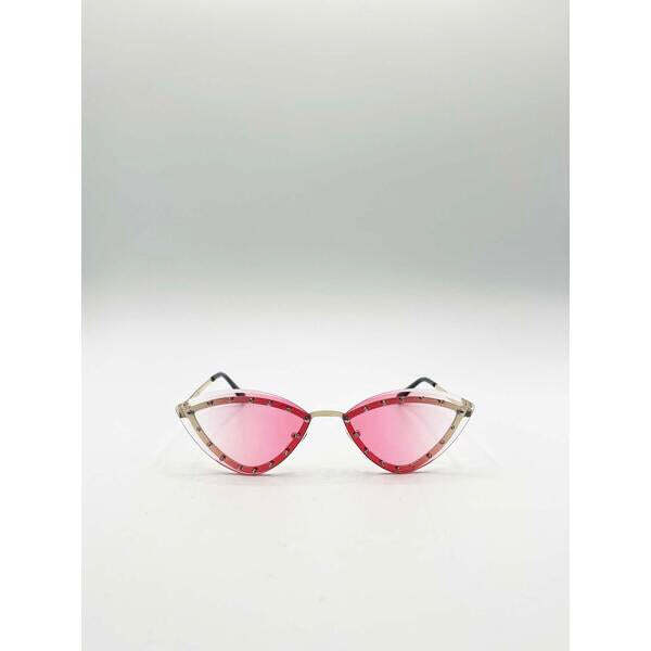 SVNX pink cat-eye sunglasses with gold frame, imported from the UK