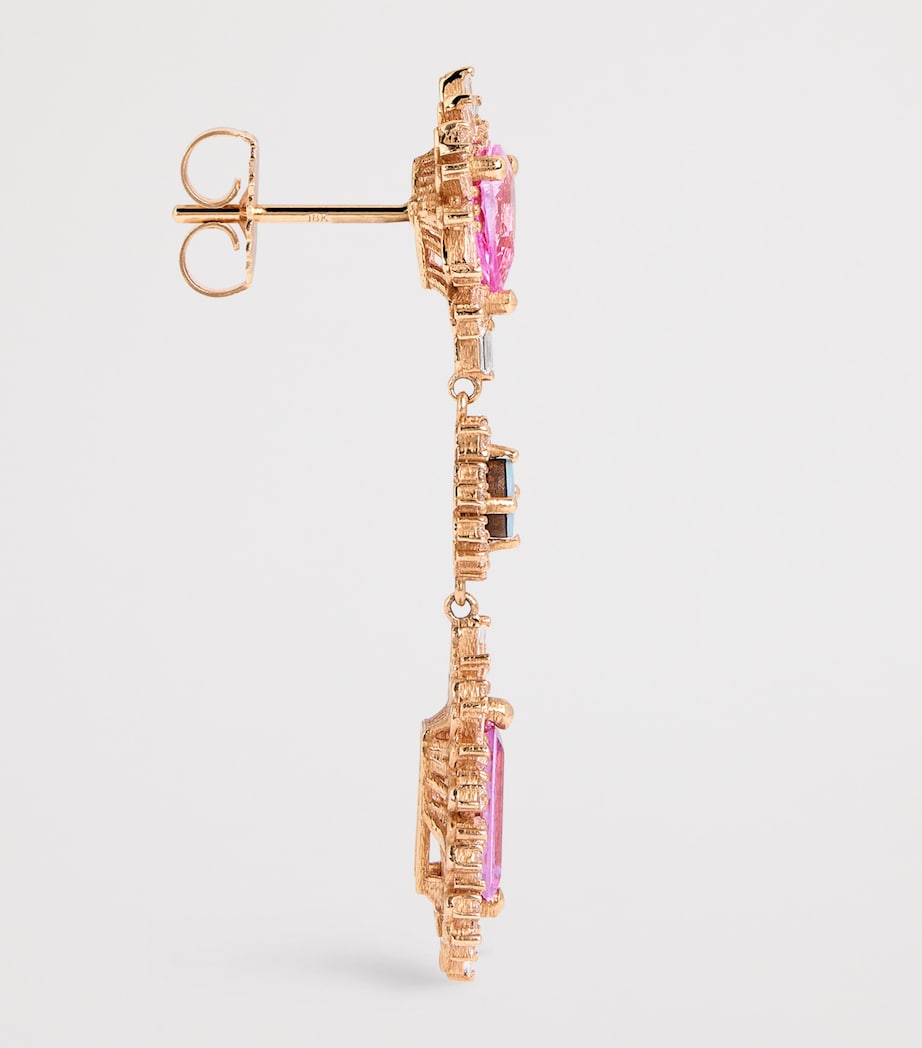 Suzanne Kalan drop earrings pink sapphire opal diamond (British brand)
