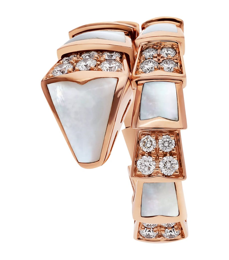 Bvlgari Serpenti diamond mother-of-pearl ring 18k rose gold - British product