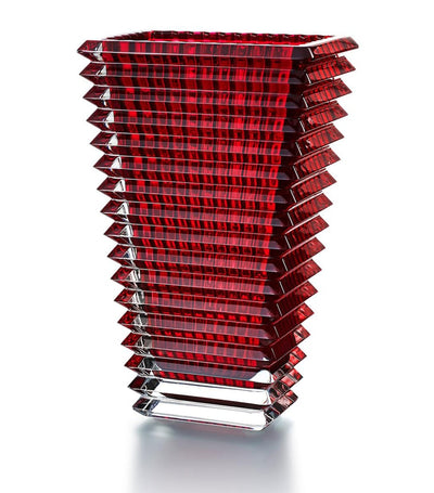 Grand vase rectangulaire en cristal rouge 30 cm