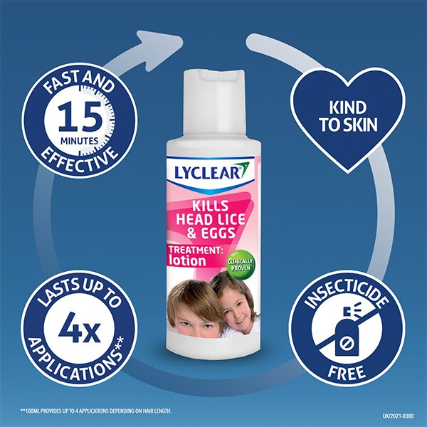 Lyclear Lotion Head Lice Treatment + Comb 100ml GOODS Superdrug   