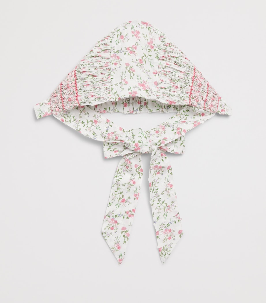 Pepa London cotton hand-smocked floral bonnet (British brand)