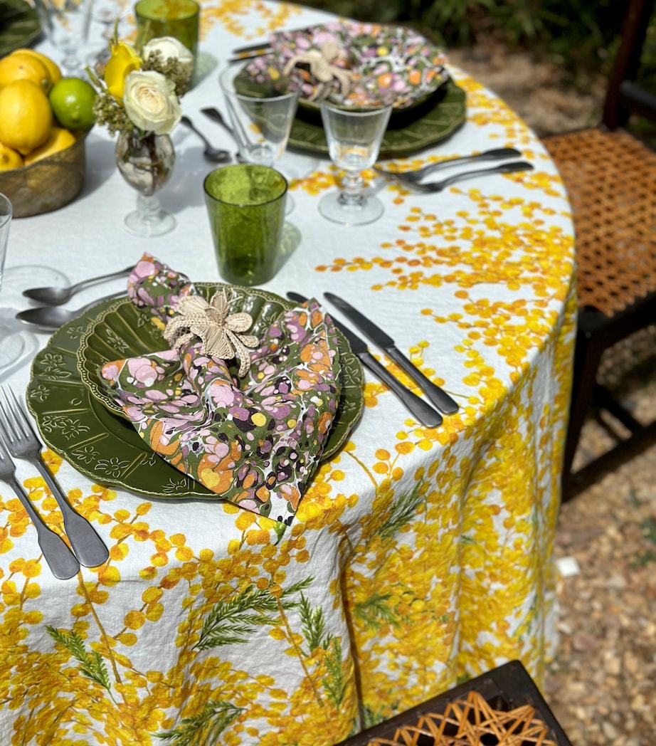 Summerill & Bishop linen round tablecloth Mimosa 260cm - British product