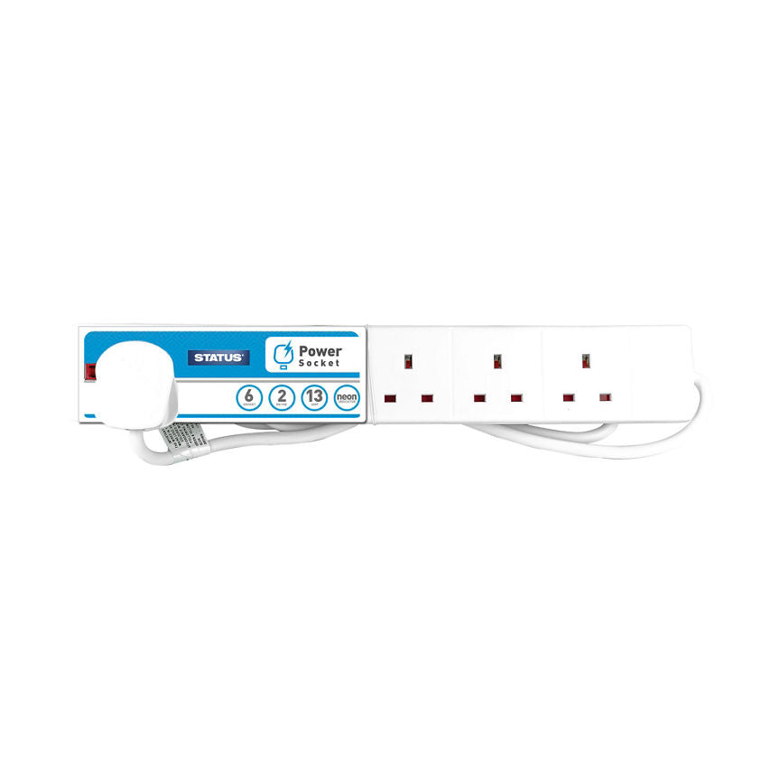 Status 6 Socket 2 Metre Extension Lead 13 Amp