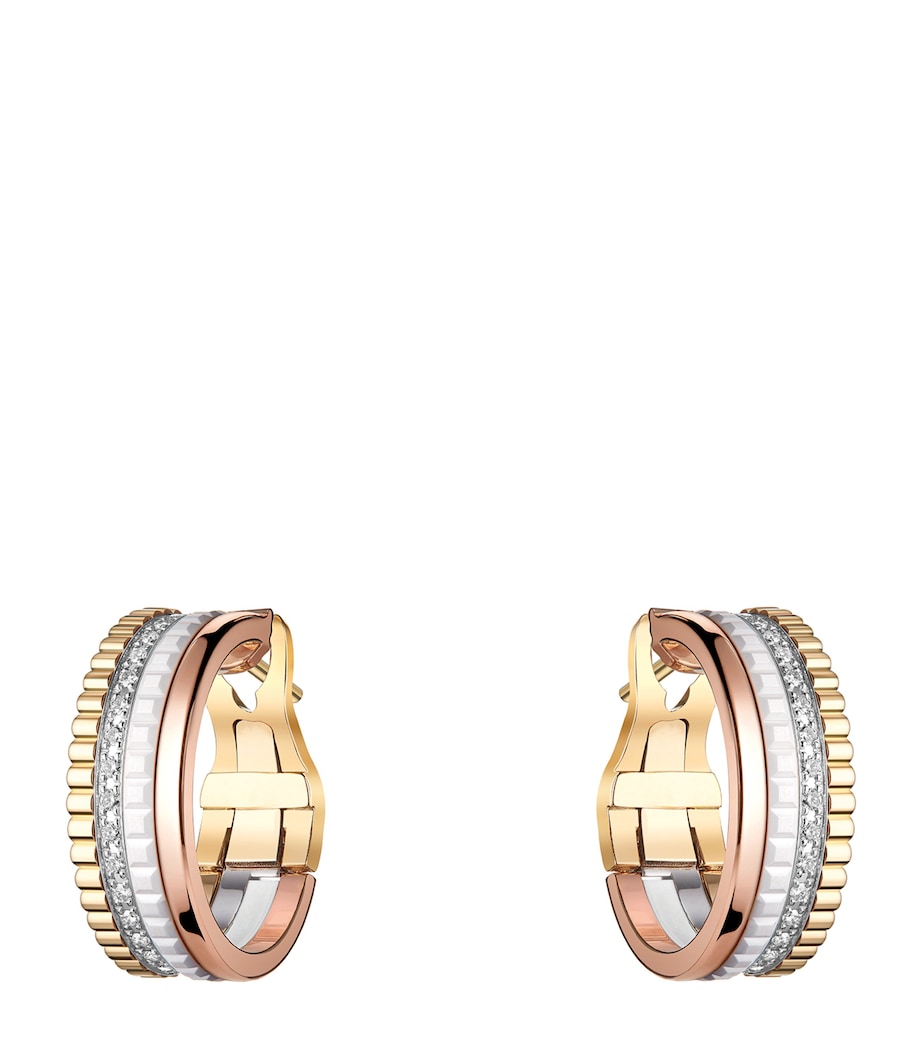 Boucheron Quatre hoop earrings mixed gold and diamond, imported from the UK