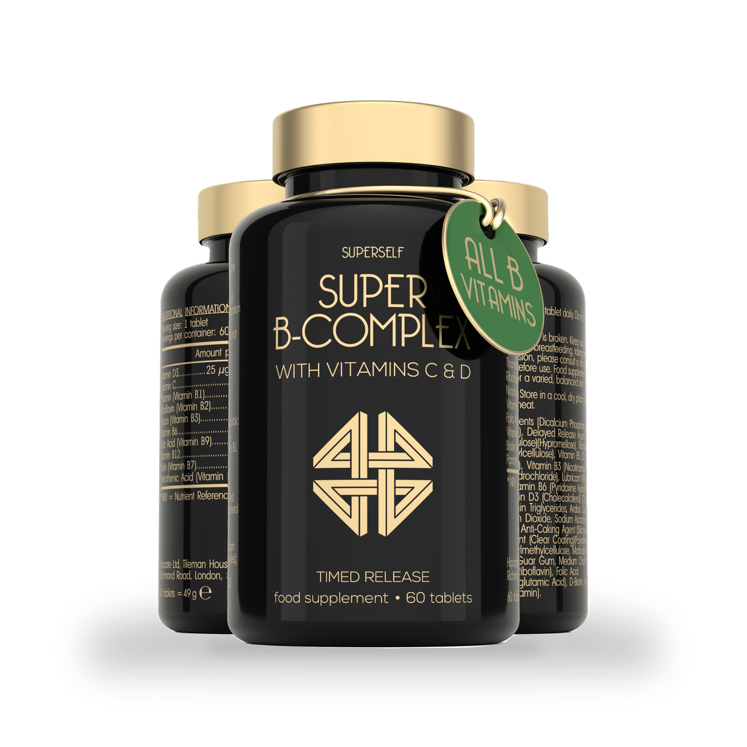 SuperSelf Vitamin B Complex high strength with vitamins D and C 60 tablets (British brand)