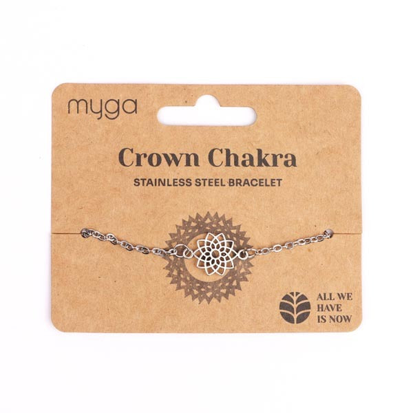 Myga crown chakra bracelet stainless steel adjustable - British product