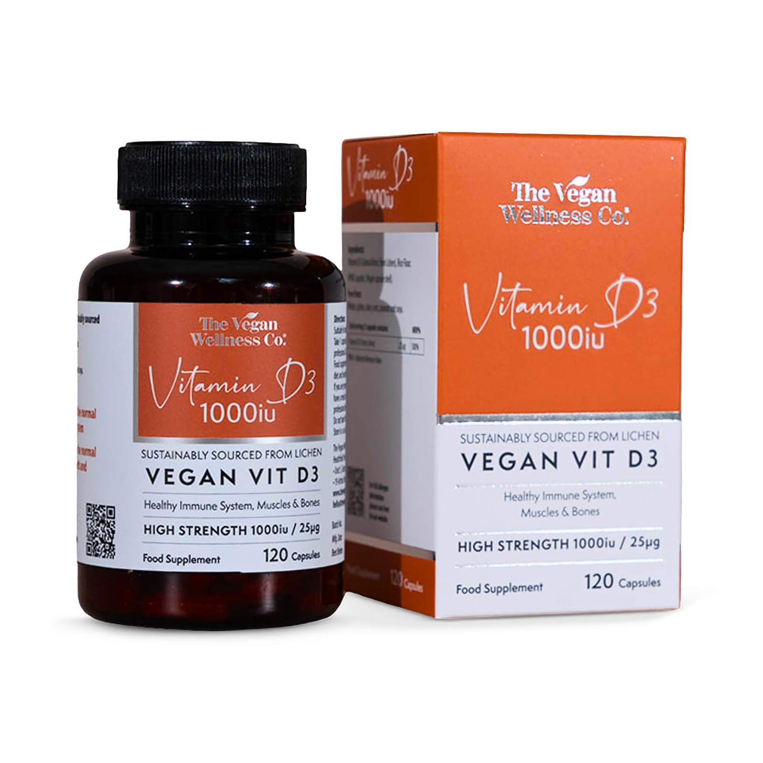 The Vegan Wellness Co vegan vitamin D3 1000iu 120 capsules, UK version