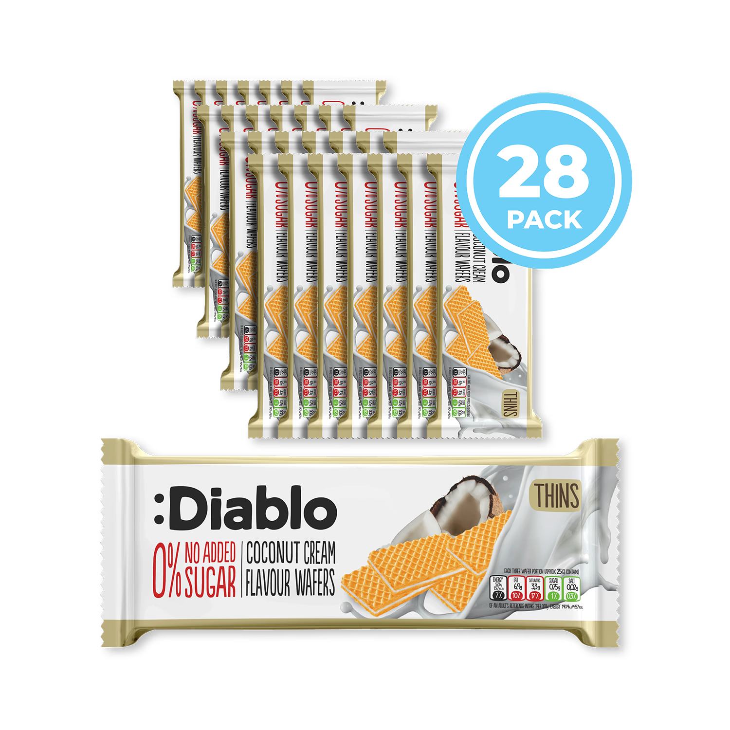 Diablo wafer thins coconut cream 150g, UK version