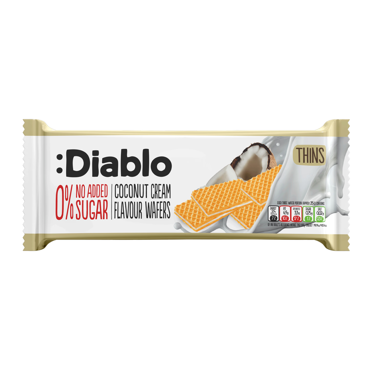 Diablo wafer thins coconut cream 150g, UK version