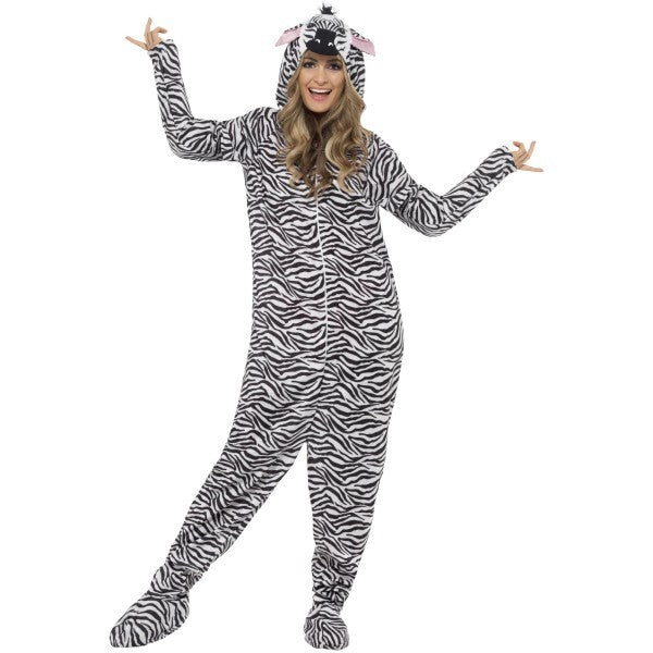Smiffys zebra costume all-in-one hood, imported from the UK