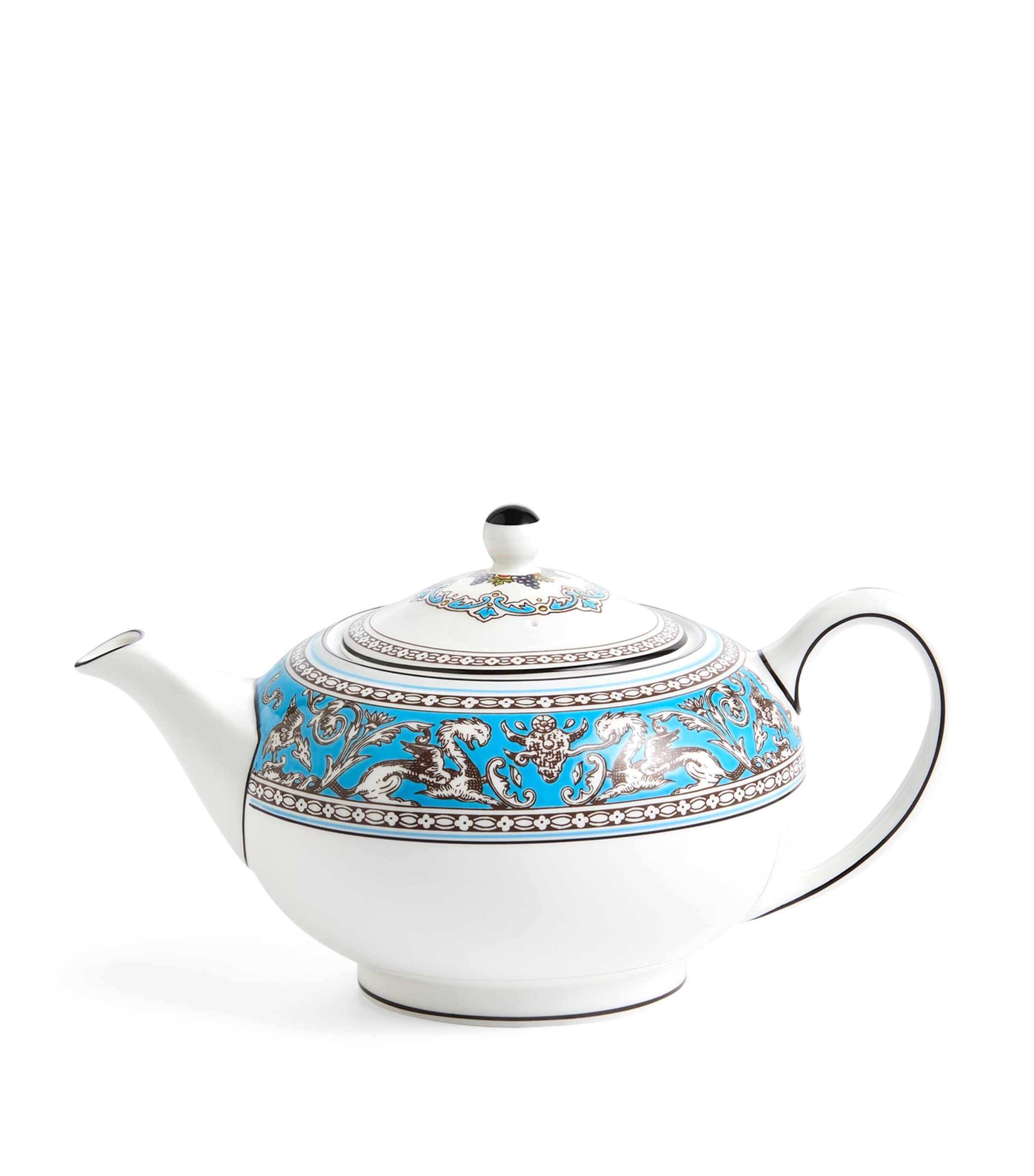 Wedgwood Florentine Turquoise bone china tea set with teapot and bowls (British brand)