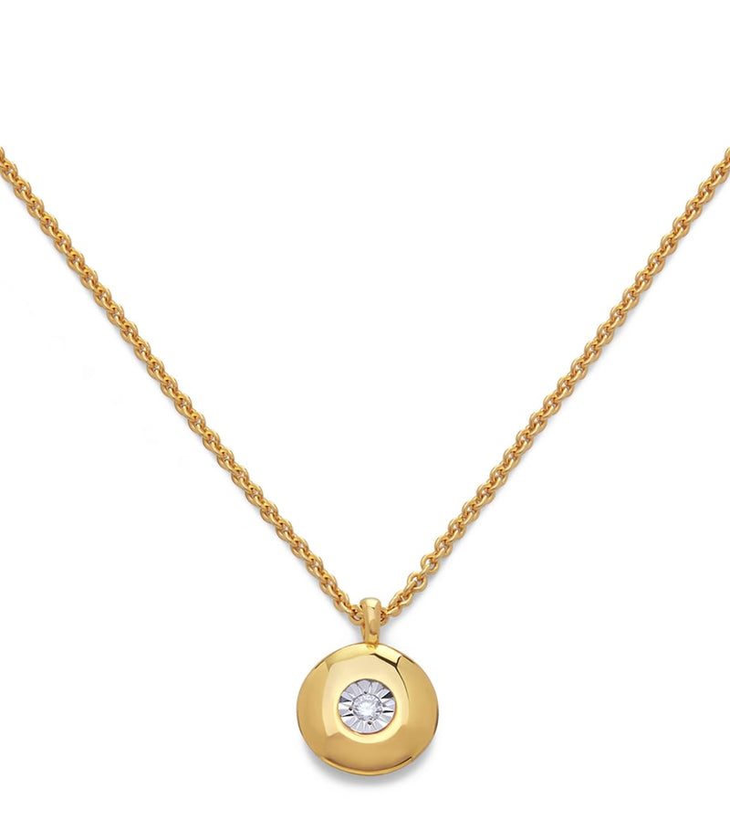Monica Vinader gold vermeil diamond April birthstone necklace, imported from the UK