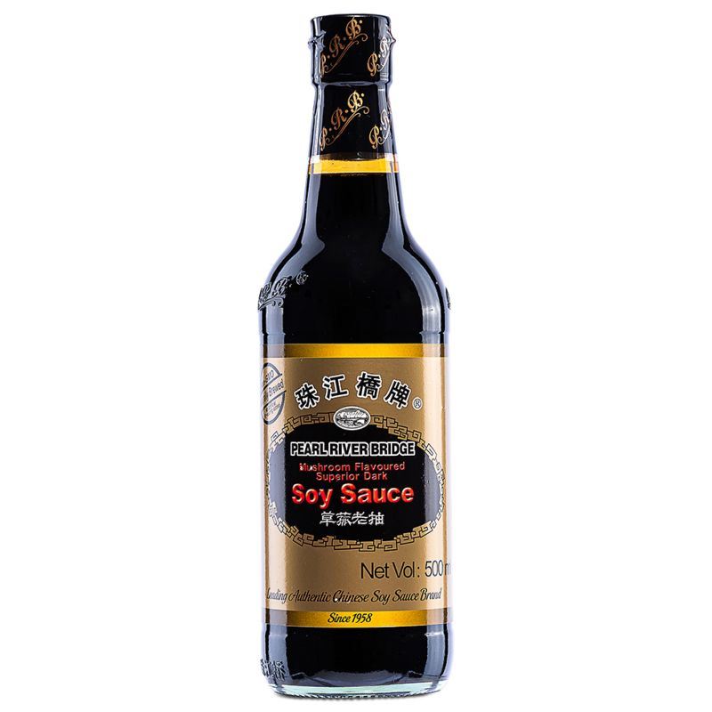 Pearl River Bridge mushroom flavoured dark soy sauce - British product