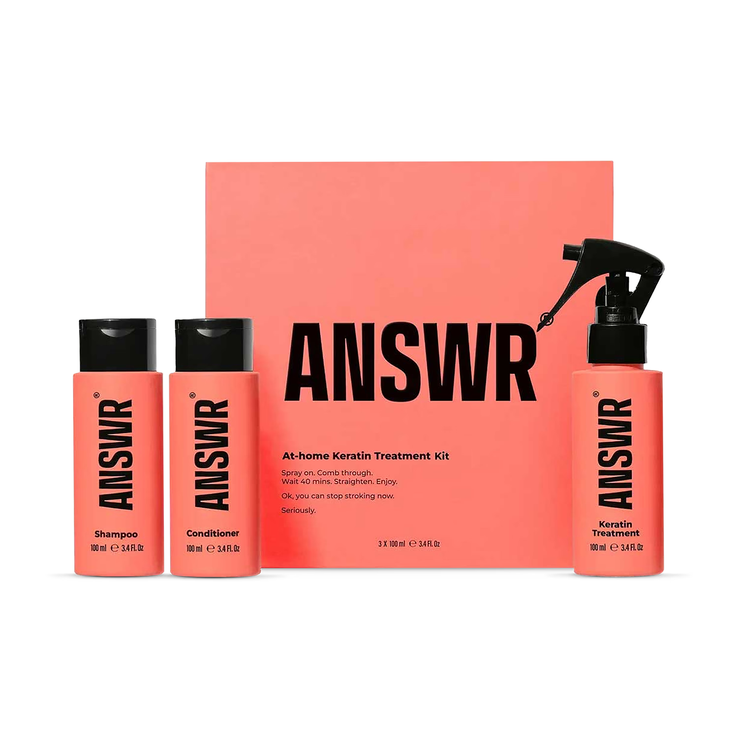 ANSWR at-home keratin treatment kit for smooth hair (British brand)