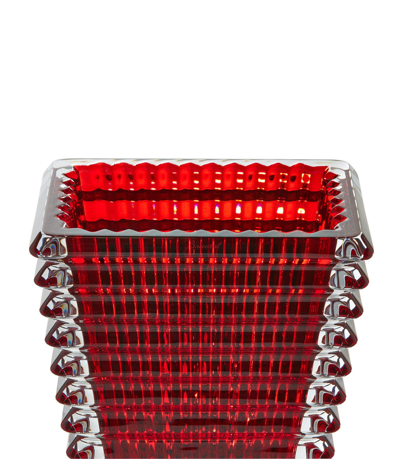 Baccarat rectangular red crystal vase 20cm - British product