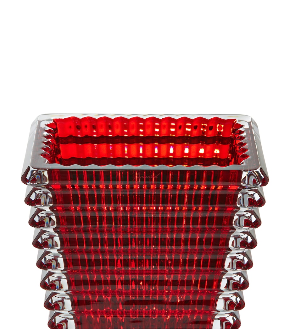 Baccarat rectangular red crystal vase 20cm - British product