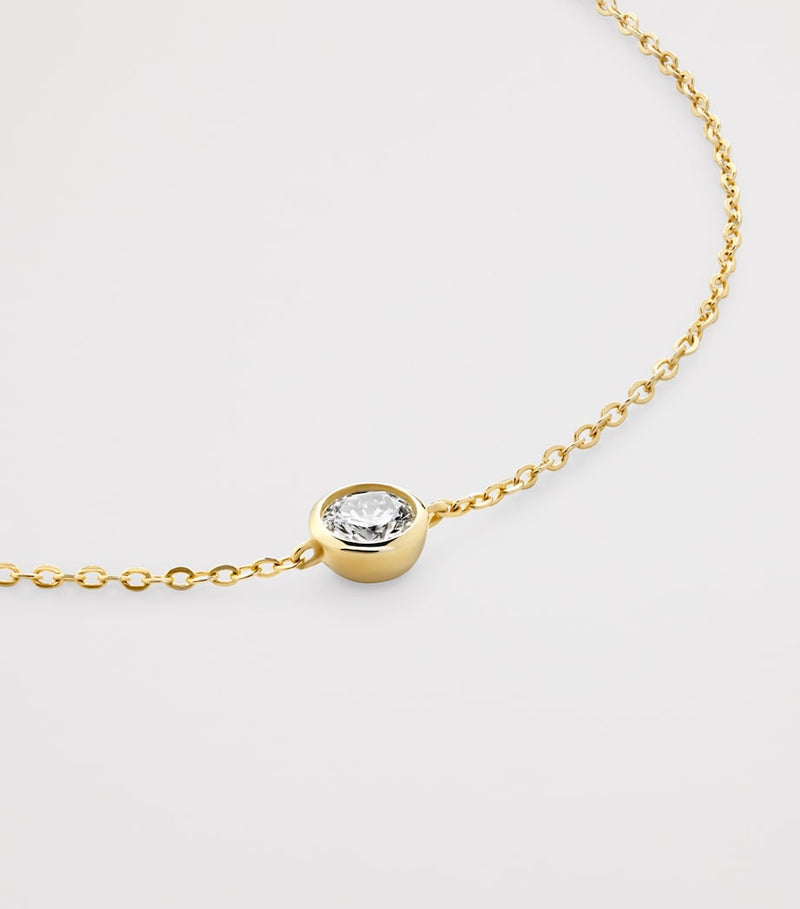 Monica Vinader gold vermeil solitaire chain bracelet with diamond, imported from the UK