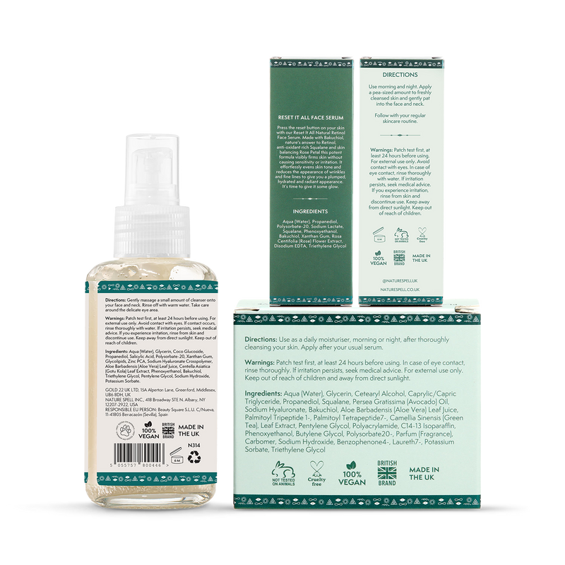 Nature Spell Bakuchiol and Cica Skincare Collection, imported from the UK