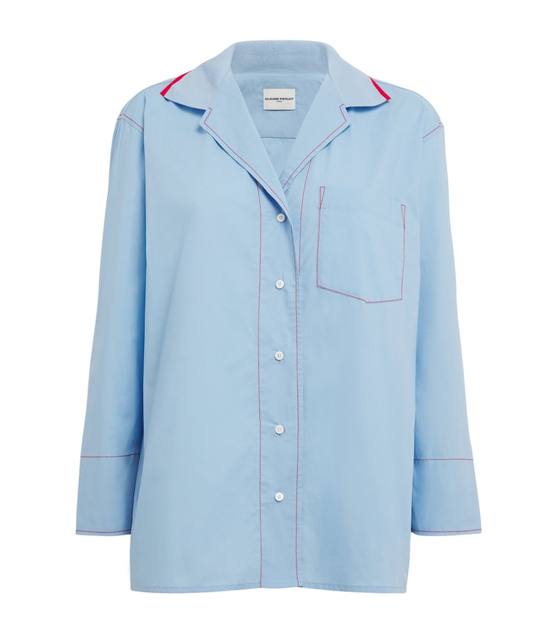 Lightweight Cotton Satin Hooded Overshirt with Detachable Hood