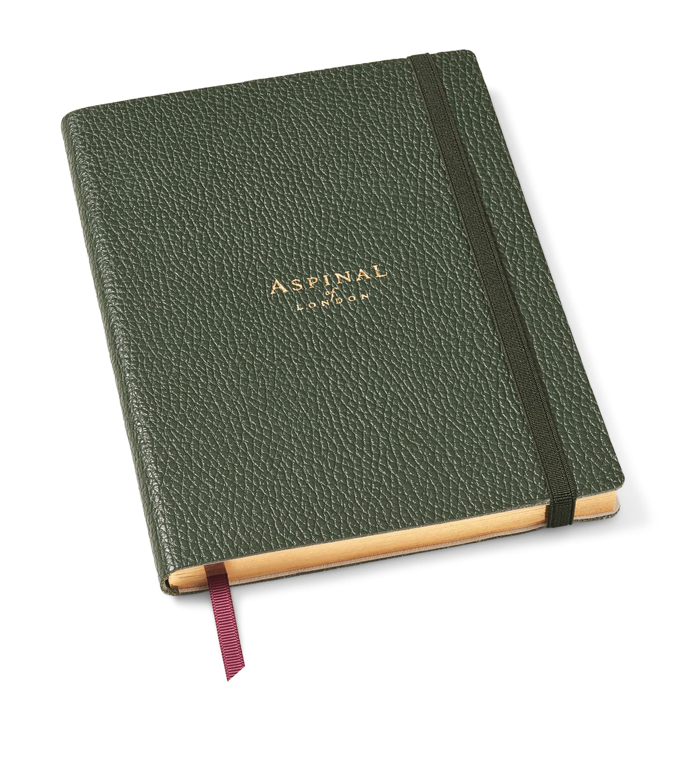 Aspinal of London grained leather bound A5 notebook - British product