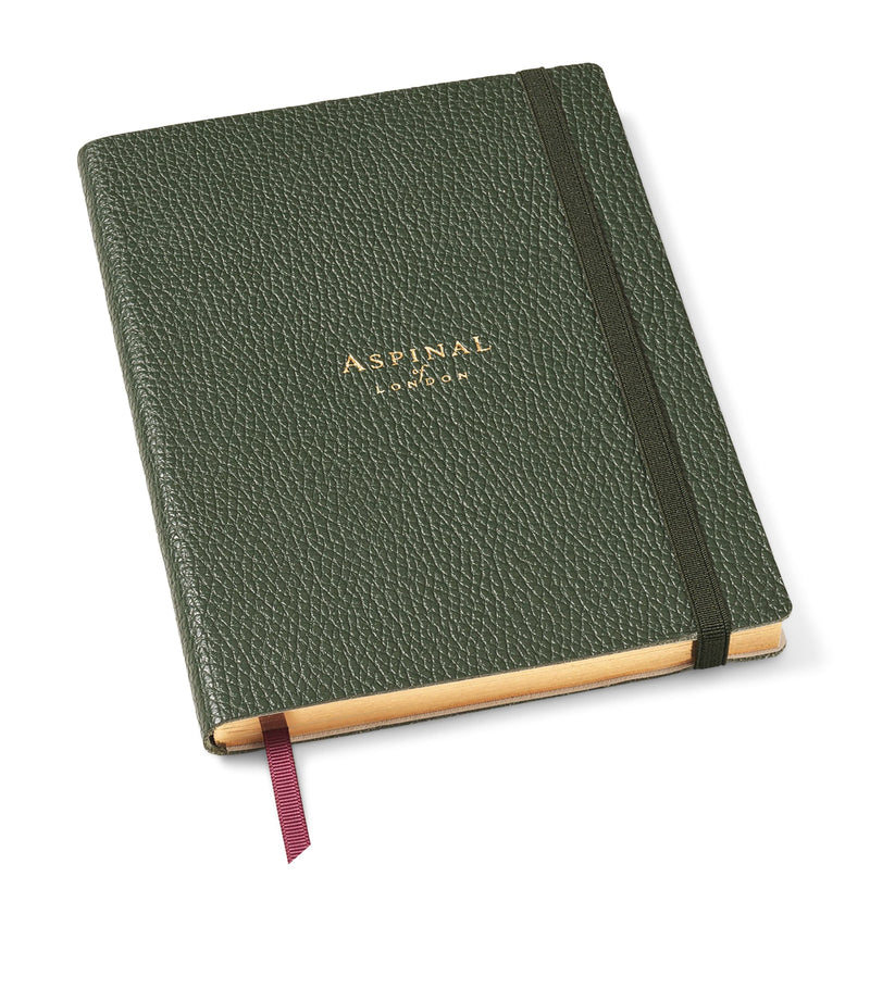 Aspinal of London grained leather bound A5 notebook - British product