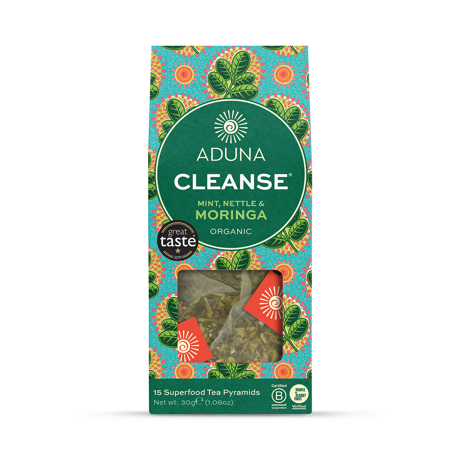 Aduna Cleanse Superfood Moringa Tea 15 tea bags, imported from the UK