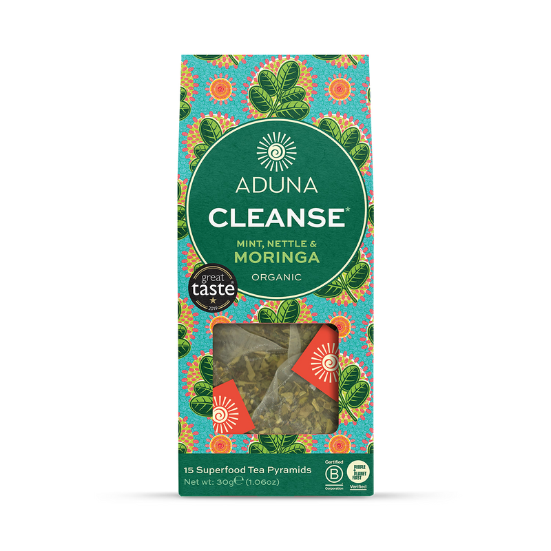 Aduna Cleanse Superfood Moringa Tea 15 tea bags, imported from the UK