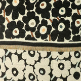 POM jacquard soft touch scarf monochrome poppy print, imported from the UK
