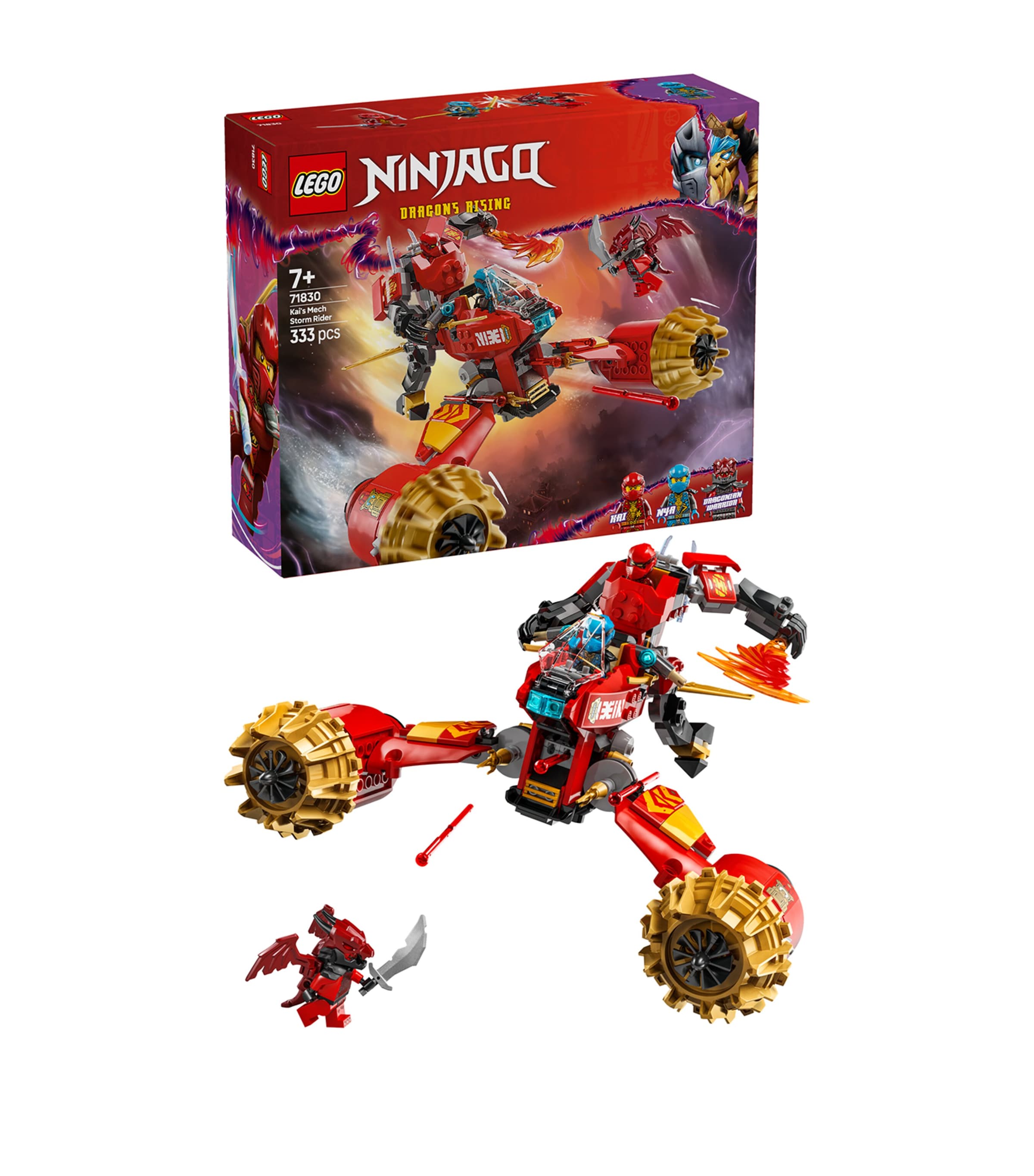 Lego NINJAGO Kai's Mech Storm Rider building set with Kai and Nya figurines, UK version