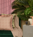 Poodle & Blonde fringed rattan cushion 50cm x 50cm, imported from the UK