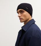 BOSS virgin wool beanie with logo badge, imported from the UK