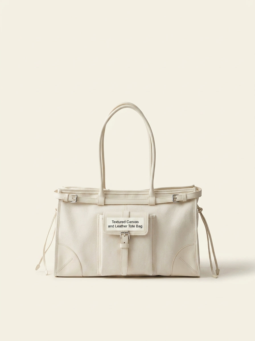 Prada top-handle leather and linen bag, imported from the UK