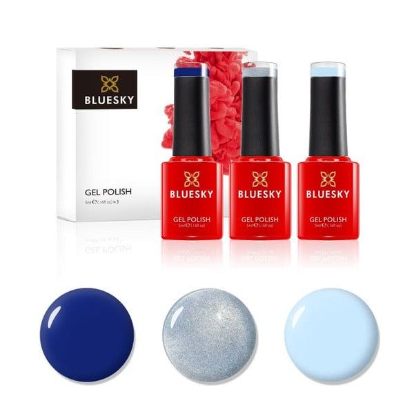 Bluesky Blue Gel Polish Trio 5ml - British product