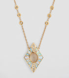 Jacquie Aiche yellow gold diamond moonstone opal inlay necklace - British product