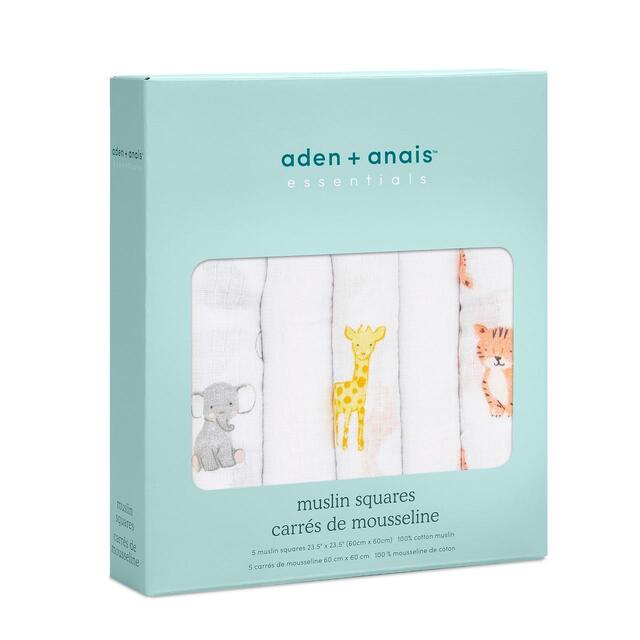 Aden + Anais Muslin Squares Safari Babes   5 per pack