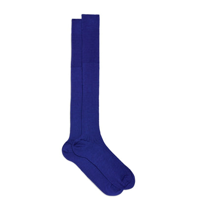 Harrods Dunhill Cashmere-Mulberry Silk Ribbed Socks- Buy online at McGrocer