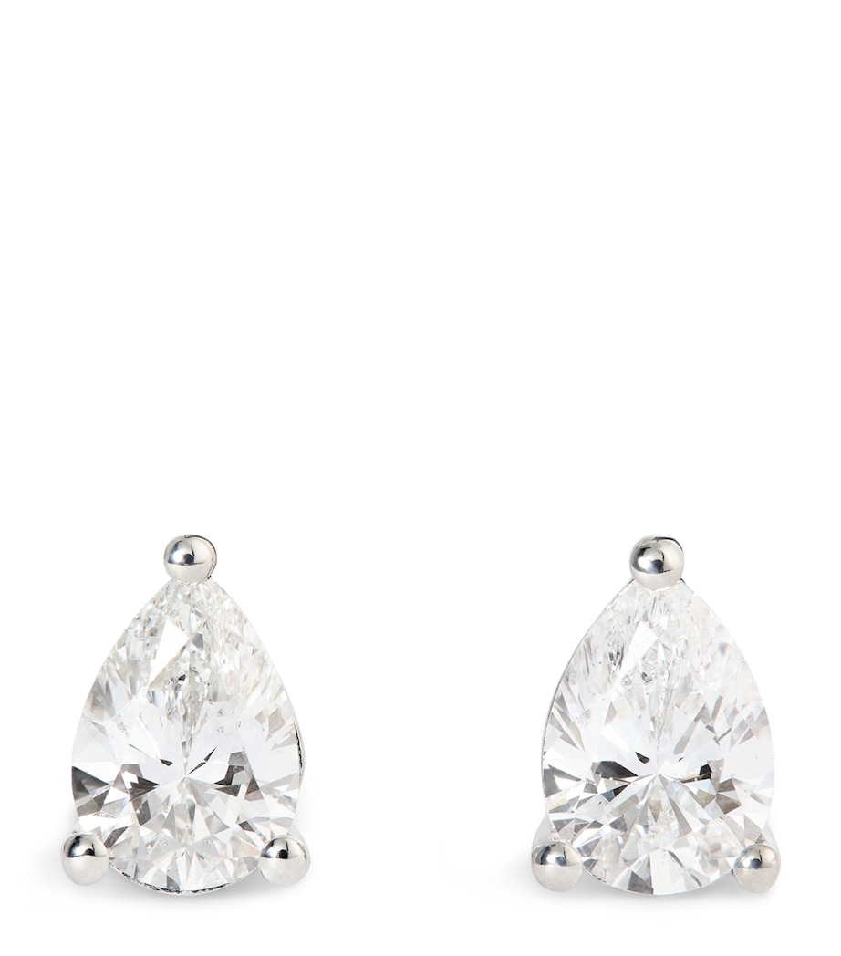 Harrods white gold diamond pear stud earrings 1.00ct (British brand)