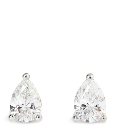 Harrods Harrods White Gold and Diamond Pear Stud Earrings (1.00ctw)- Buy online at McGrocer