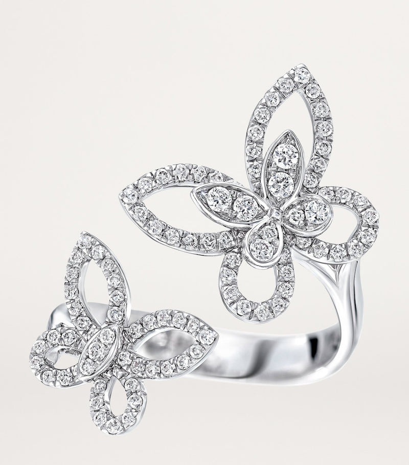 Graff butterfly diamond ring white gold 18kt, imported from the UK