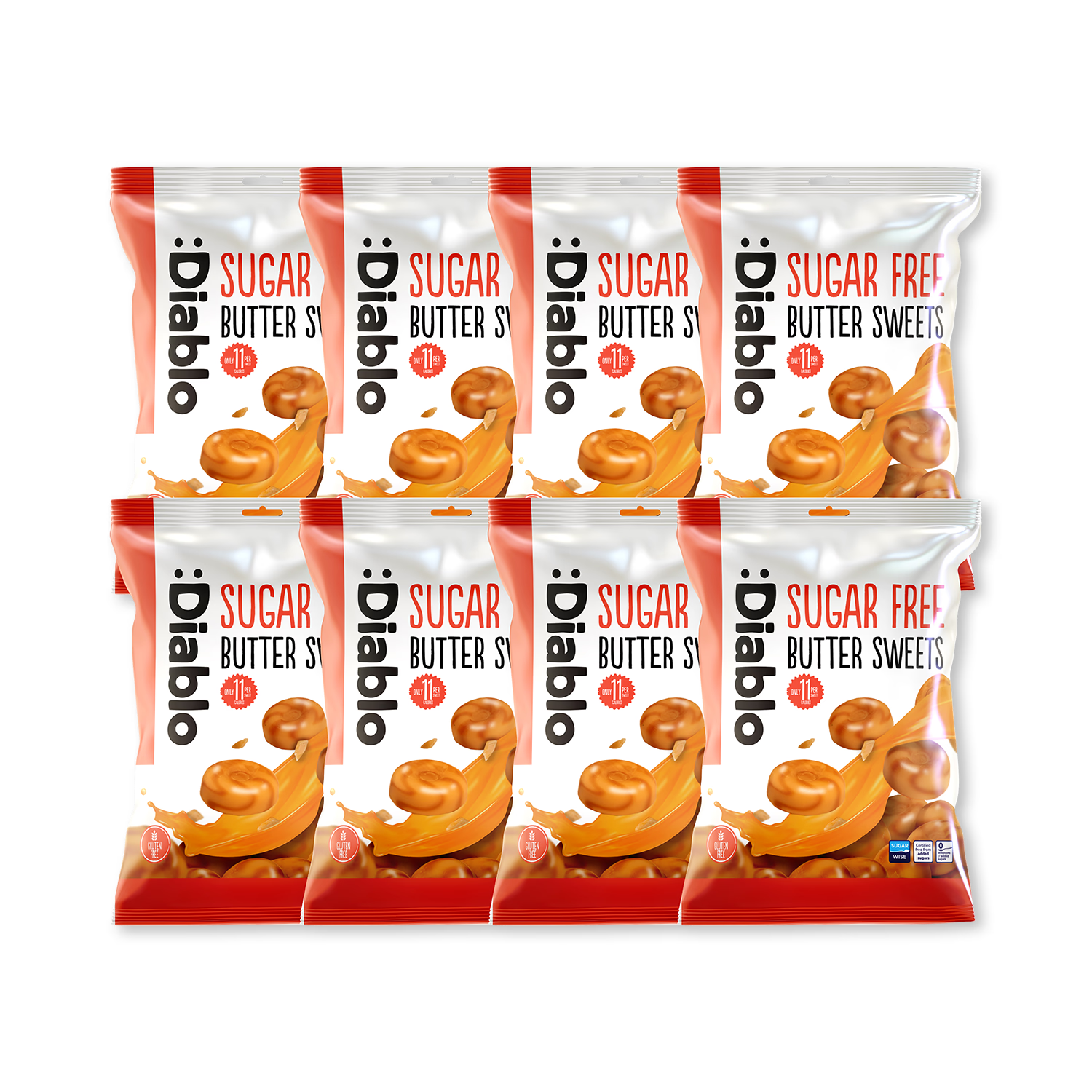 Diablo Sugar Free Butter Sweets 75g pack of 8, UK version
