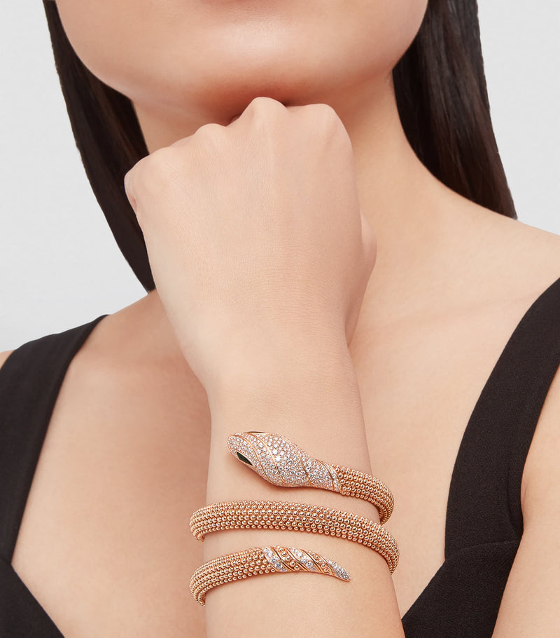 Bvlgari Serpenti Pallini rose gold diamond cuff bracelet, UK version