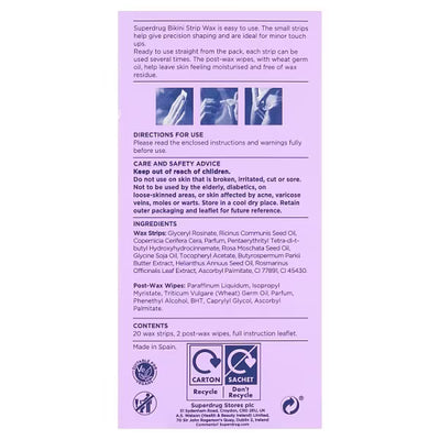 Superdrug Superdrug Bikini Voksstrips Sett x20 Strip Voks - Kjøp online hos McGrocer