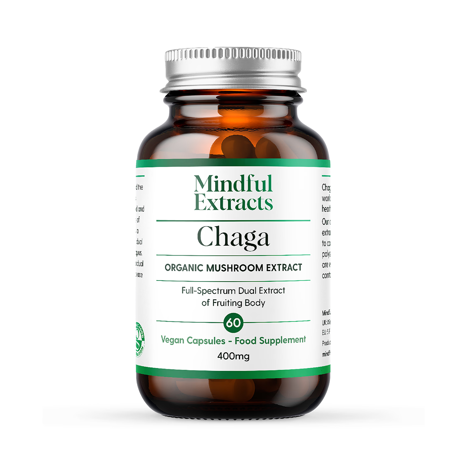 Mindful Extracts Chaga Mushroom Capsules 60, imported from the UK