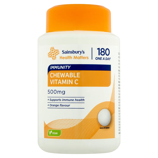 Sainsbury's Health Matters Immunity Chewable Vitamin C One a Day Tablet x180 500mg - McGrocer