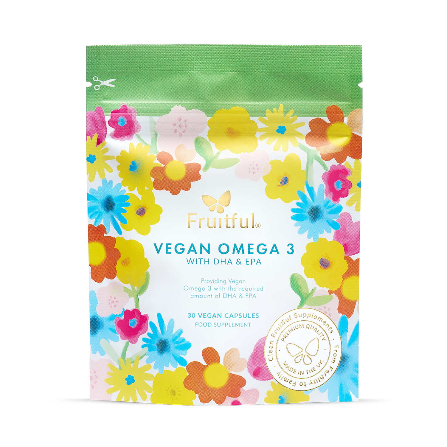 Fruitful Vegan Omega-3 DHA + EPA softgels 30 count, UK version